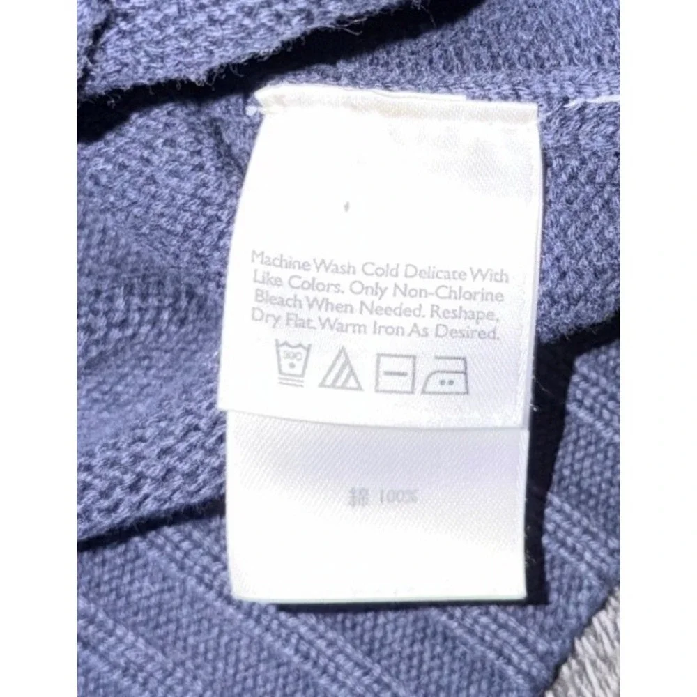 Eddie Bauer Mens Large Navy Blue 100% Cotton Ribbed Full Zip Mock Neck Sweater